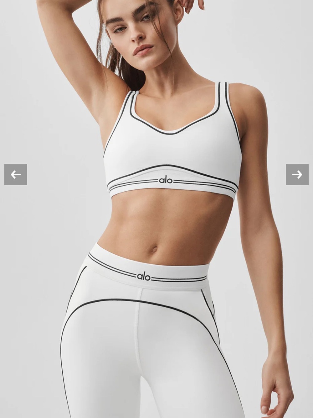 ALO Yoga White Sports Bra and leggings set
